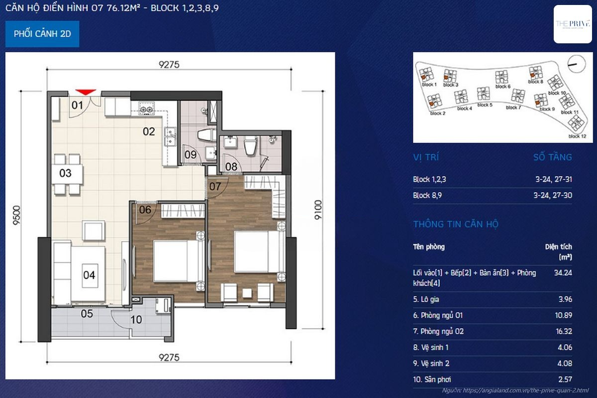 thiet ke can ho 2PN the prive