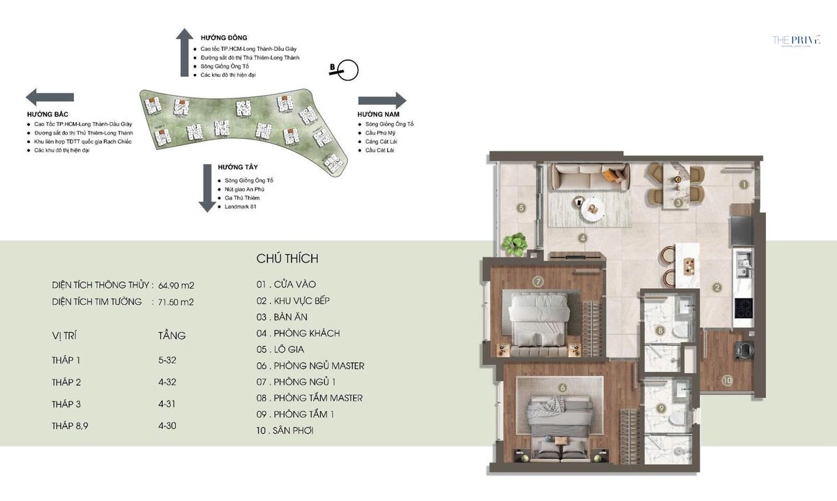 layout can ho 2pn the prive dat xanh